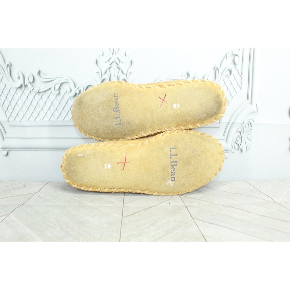 LL Bean Brown Suede Slip On Wicked Good Moccasin Slippers Boot Size 6 M - Picture 9 of 9